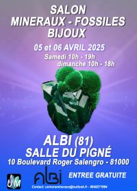 Mineral, fossil och designer smycken utställning.