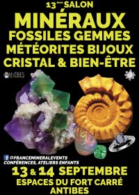 13:e MineralEvent-utställningen i Antibes - Mineraler, fossiler, ädelstenar, smycken, kristaller och välbefinnande