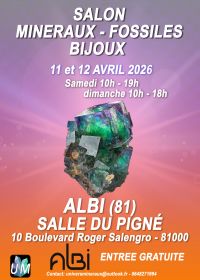 Utställning av mineraler, fossiler och designersmycken.