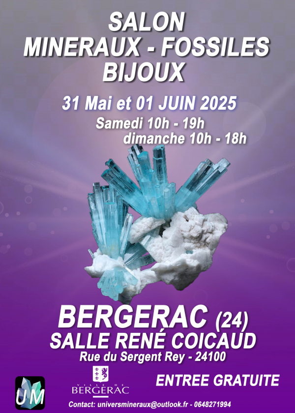 Utställning av mineral-, fossil- och designersmycken.