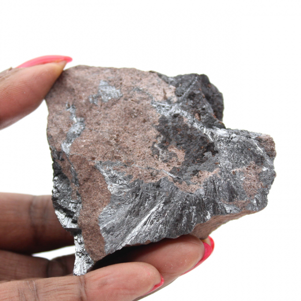 Pyrolusitkristaller på matris, estetiskt prov