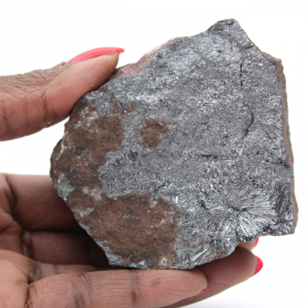 Kristalliserad pyrolusit på matris, mineral från Marocko