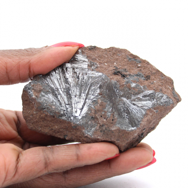 Pyrolusitkristaller, mineralbergart Marocko