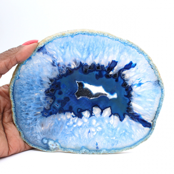 Dekorativ skiva av blå agat, av brasilianskt ursprung