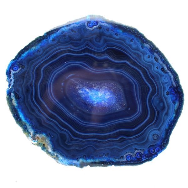Polerade blå agatskivor för ädelstensentusiaster