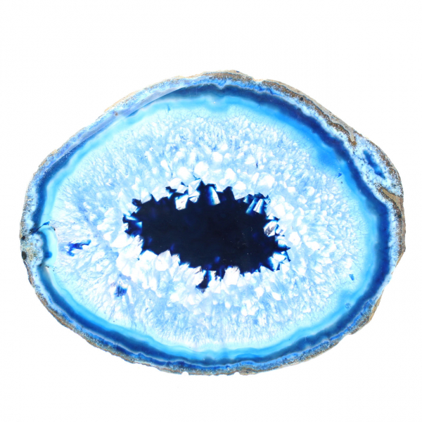 Naturlig skivad blå agat från Brasilien