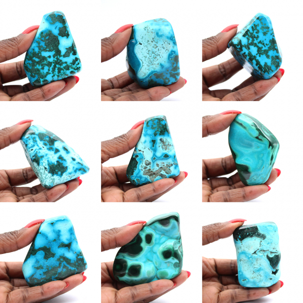 Polerad sten i Kongo Chrysocolla