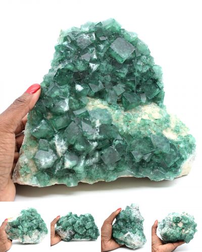 Vacker kvalitet på exemplar av gröna fluoritkristaller från Madagaskar på matris Madagaskar collection December 2021