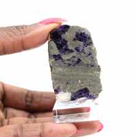 Naturlig Fluorit Pyrit sten unik mineral