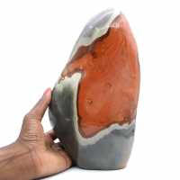 Polerad Jaspis-ornament, stor natursten, Madagaskar