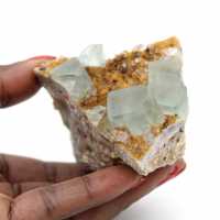 Rå grön fluorit: Kristall på värdbergart, Marocko Rå grön fluorit: Kristall på värdbergart, Marocko