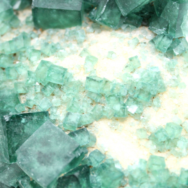 Nästan 4 kilo kristalliserade gröna fluoritkuber