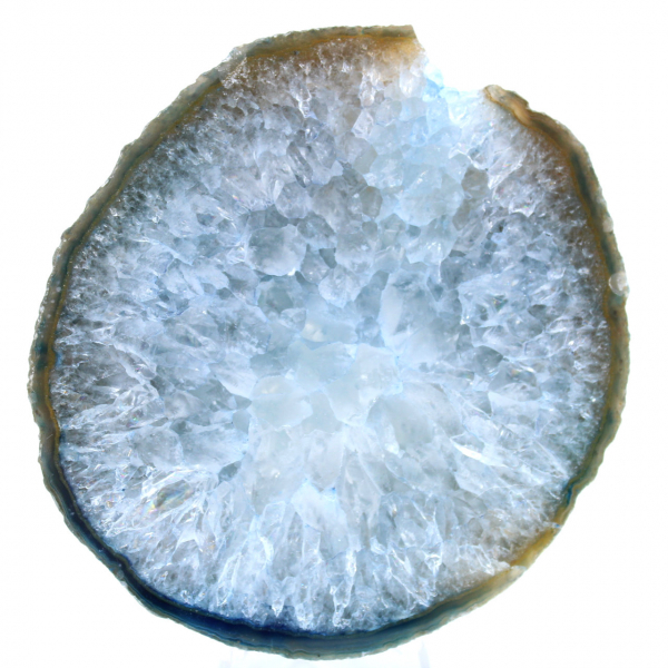 Skiva av prydnadsblå agat
