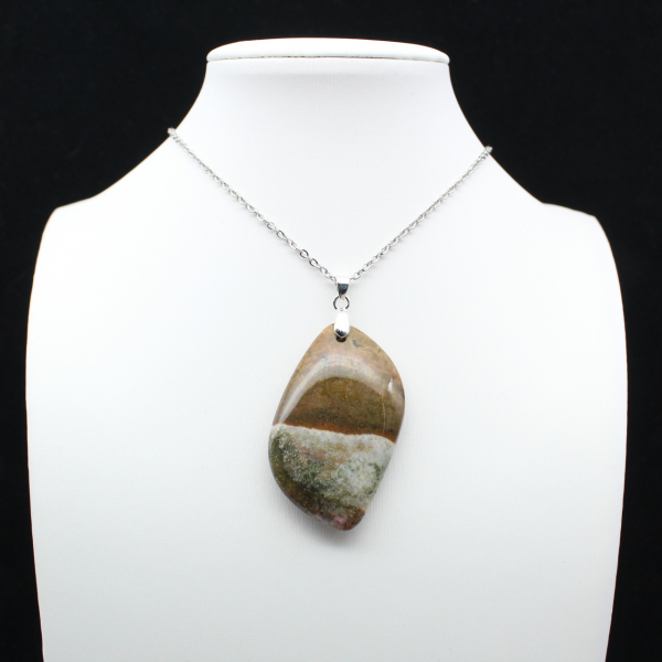 Orbicular Jasper Flame Pendant