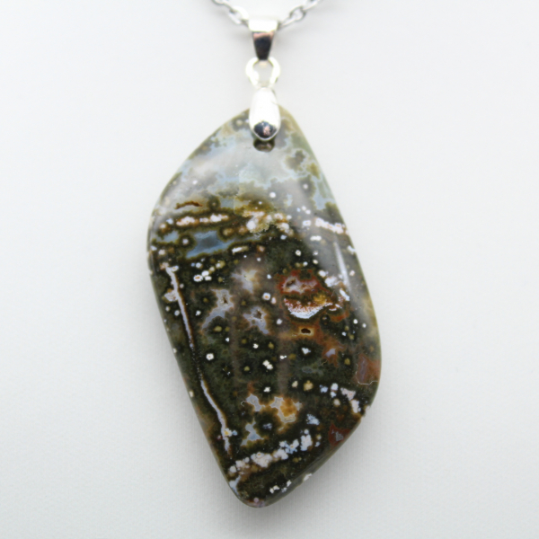 Orbicular Jasper Flame Pendant