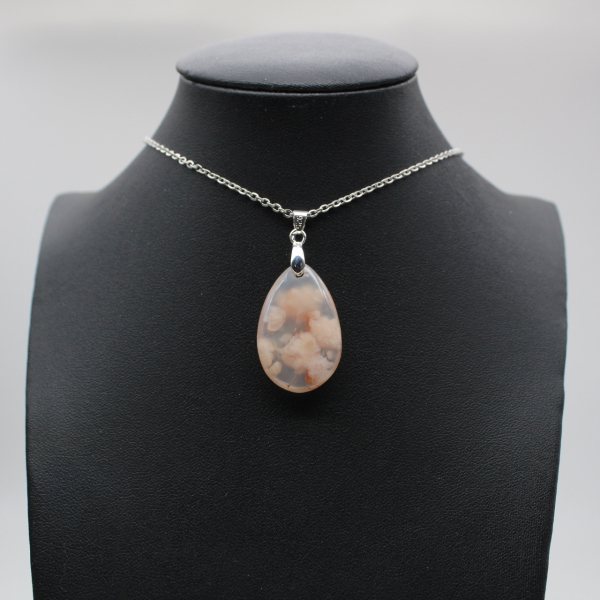 Flower agate drop hänge