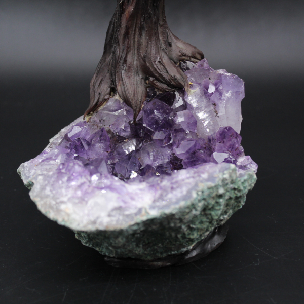 Mineralträd med ametistbas och rosenkvartsblad
