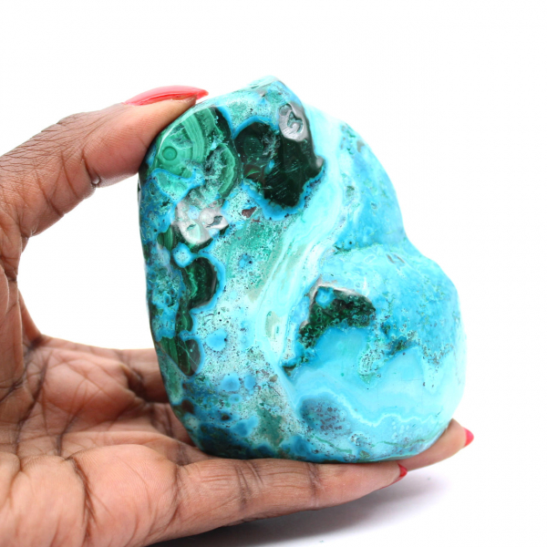 Polerad chrysocolla från Kongo dekoration