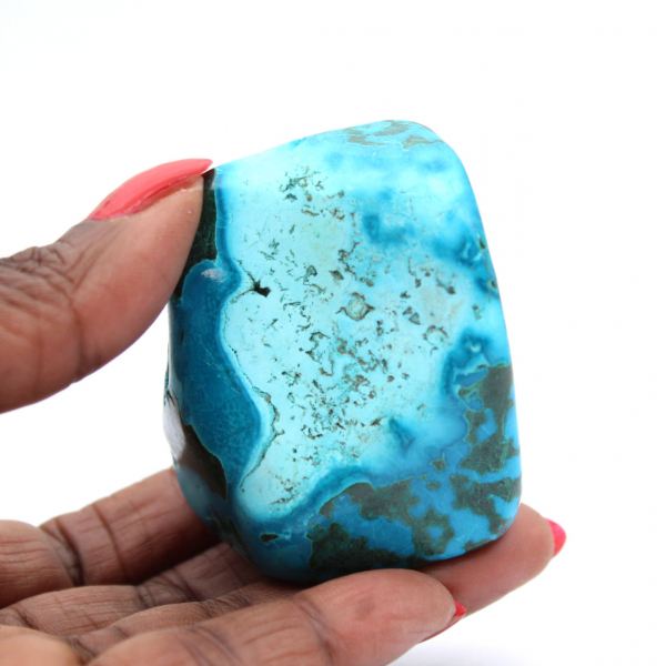 Polerad chrysocolla från Kongo