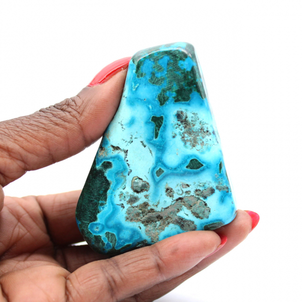 Polerat block av Kongo chrysocolla