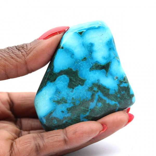 Polerad sten i Kongo Chrysocolla