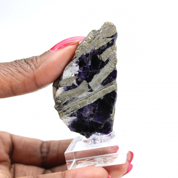 Naturlig Fluorit Pyrit sten unik mineral