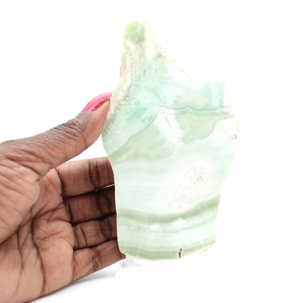 Äkta polerad grön Aragonit sten skiva