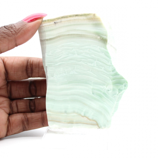 Polerad grön Aragonit skiva kvalitetsrå mineral Polerad grön Aragonit skiva kvalitetsrå mineral