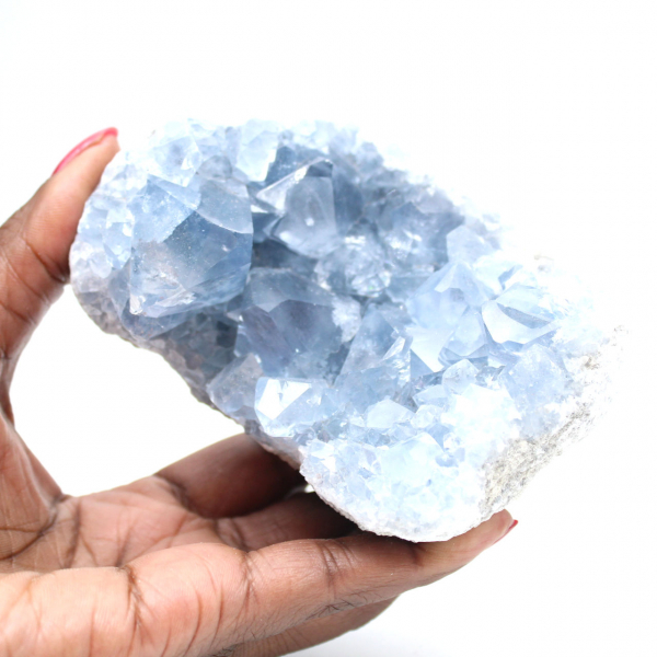 Blå celestit mineralgeod Madagaskar