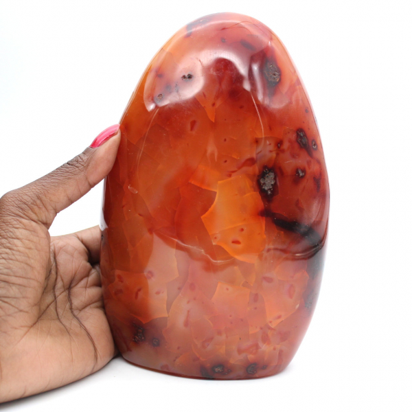 Polerad Karneol XXL Madagaskar - Autentisk Rödorange Dekorsten (Ornament)