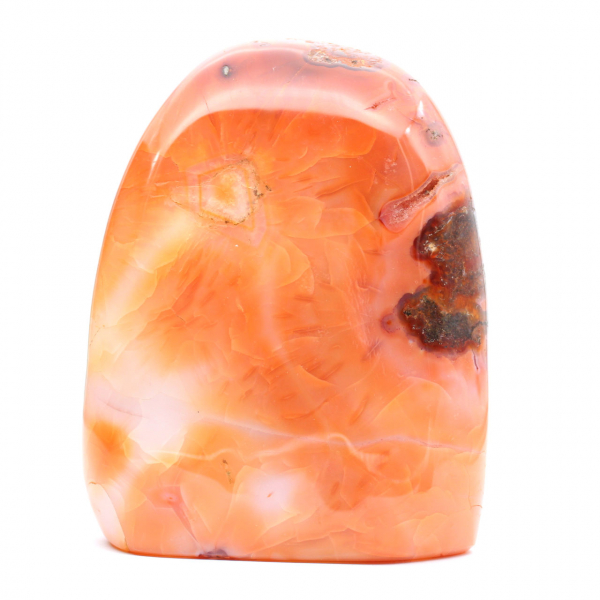 Stor polerad karneol från Madagaskar - Rödorange mineralprov för samling och dekoration