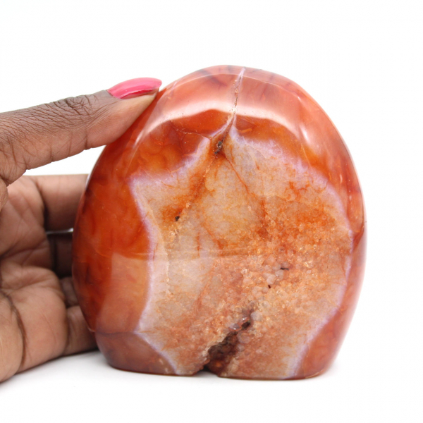 Polerad Madagaskarkarneol - Stor dekorativ sten (naturlig ornament)