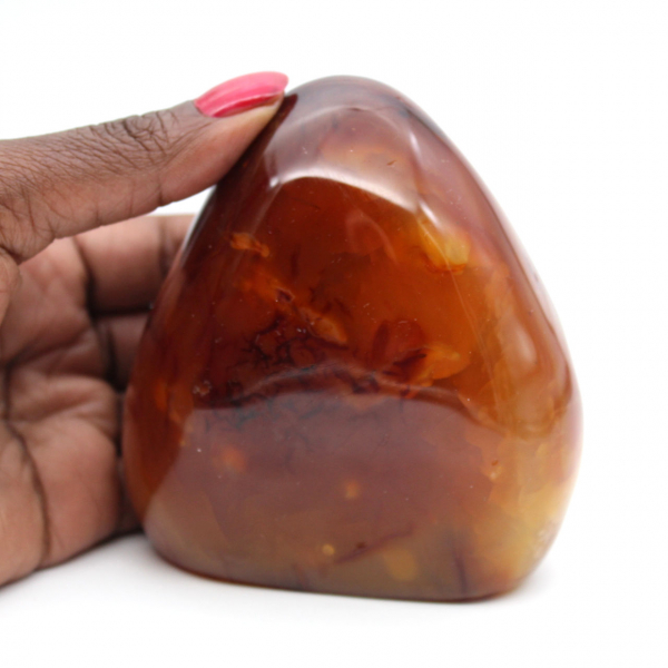 Polerad karneolprydnad Madagaskar - Rödorange samlarexemplar (natursten)