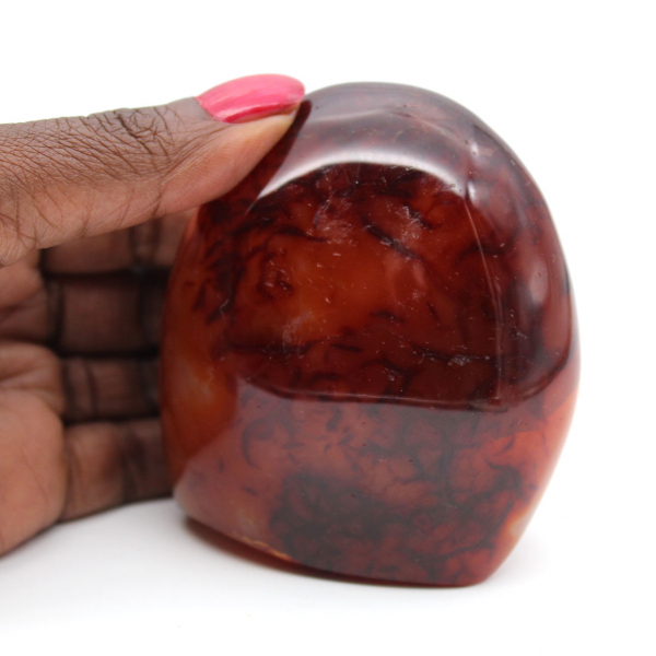 Polerad karneol kompakt ornament - Autentisk mineral Madagaskar (370 g)