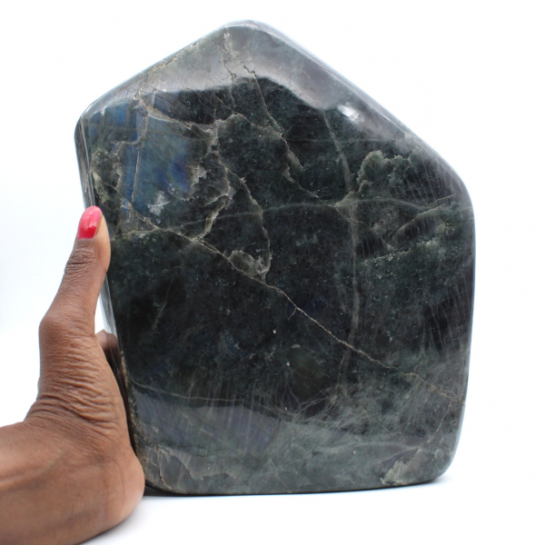 Polerad labradorit, XXL mineralprydnad, samlarobjekt, Madagaskar