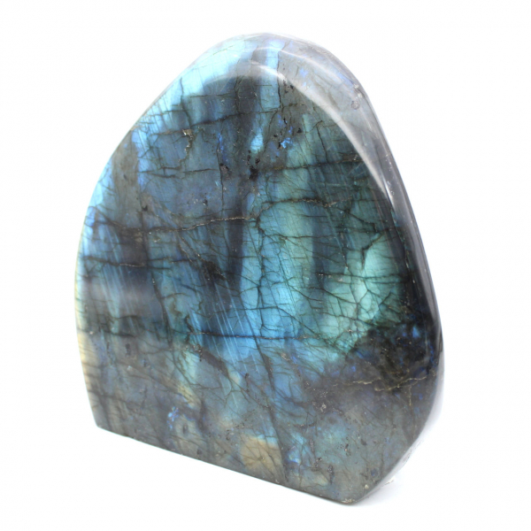 Polerad labradorit, stort mineralprydnad, samlarobjekt, Madagaskar