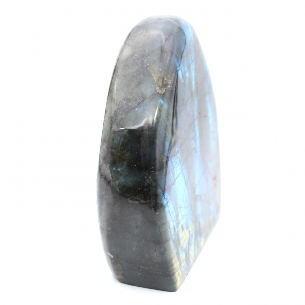 Polerad labradorit, stort mineralprydnad, samlarobjekt, Madagaskar