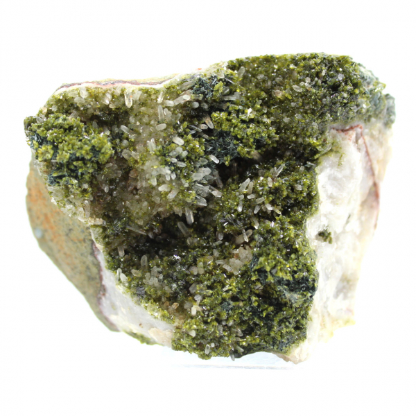 Gröna epidotkristaller på matris från Marocko