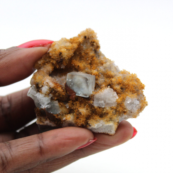 Mycket litet fluoritprov: Gröna kristaller, Marocko