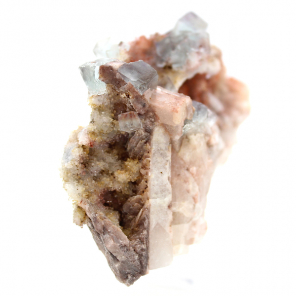 Råa fluoritkristaller: Bit från Marocko på matris