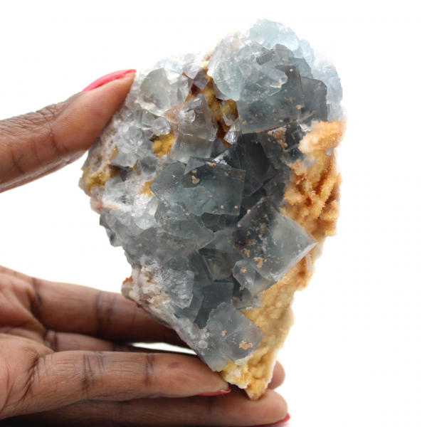 Fluoritprov på matris: Autentiska marockanska kristaller