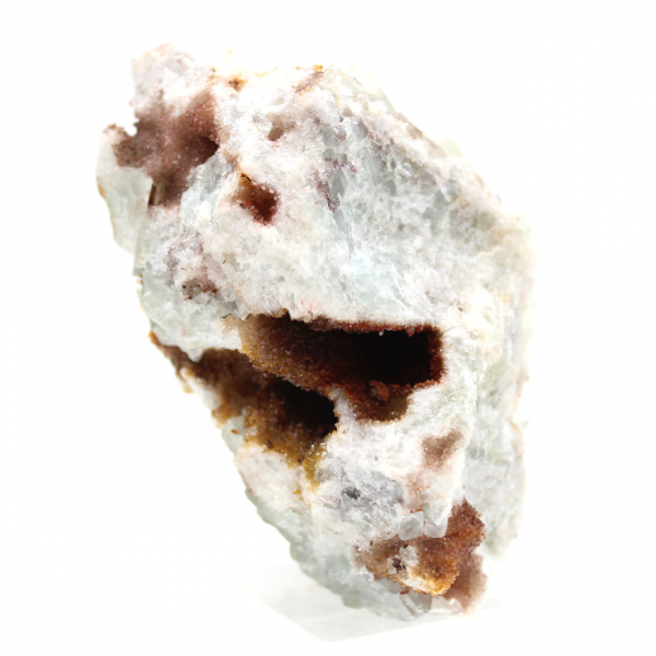 Rå grön fluorit: Liten kristall på sin matris, Marocko