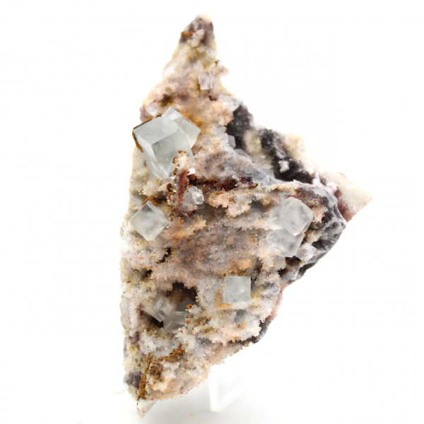 Fluoritkristall på matris: Grönt mineral från Marocko