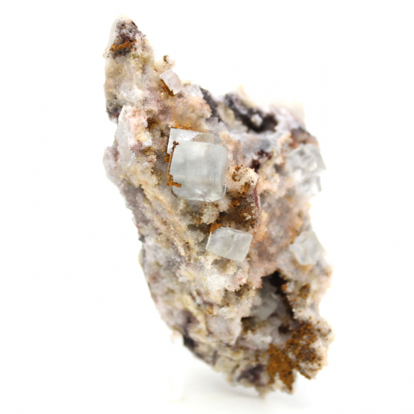 Fluoritkristall på matris: Grönt mineral från Marocko