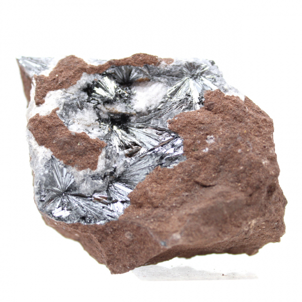 Pyrolusit, mineralogiskt prov med matris