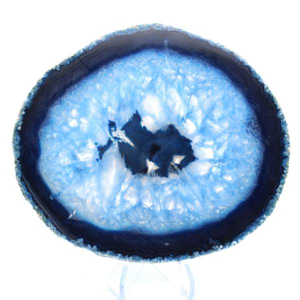 Skiva av blå agat från Brasilien för mineralsamling