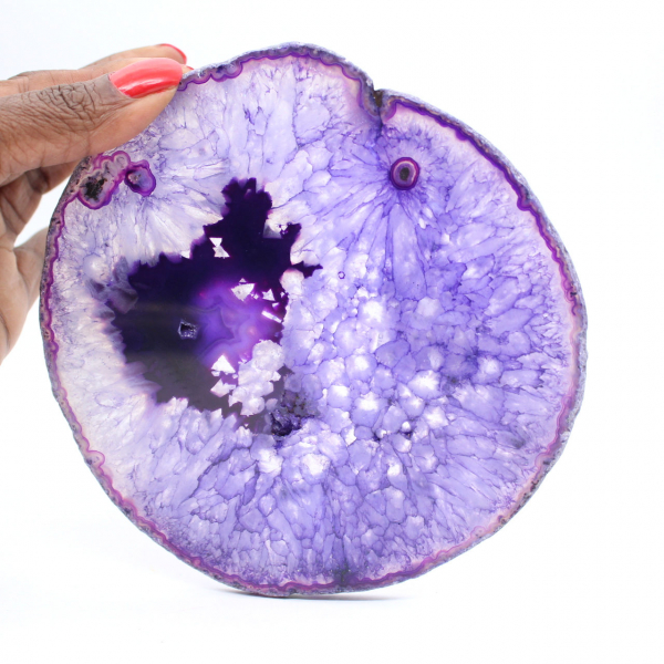 Skiva av massiv brasiliansk agat, nyanser av lila