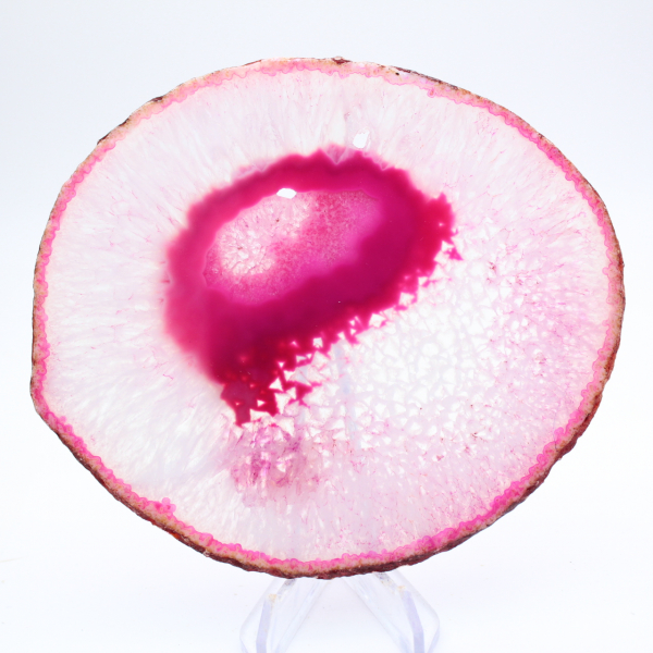 Dekorativ skiva av rosafärgad agat