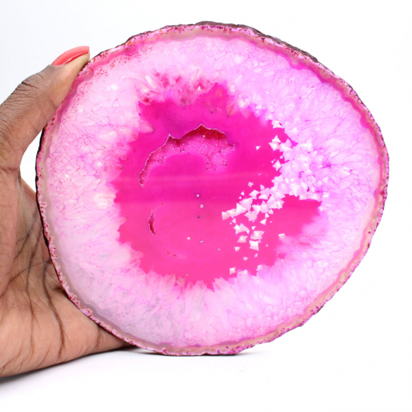 Naturlig rosafärgad skivad agat