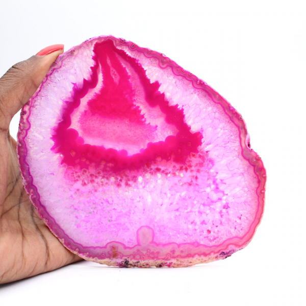 Polerad skiva av rosafärgad agat